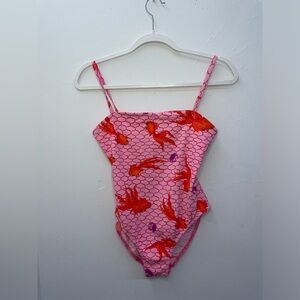 Manuel Canovas Women’s Pink Swimsuit with Koi Fish Print - Size 10/12 US